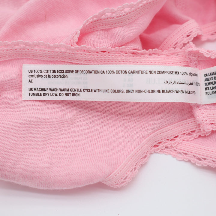Charter Club Intimates Bikini Underwear Womens L Pink Cotton Lace Trim Stretch