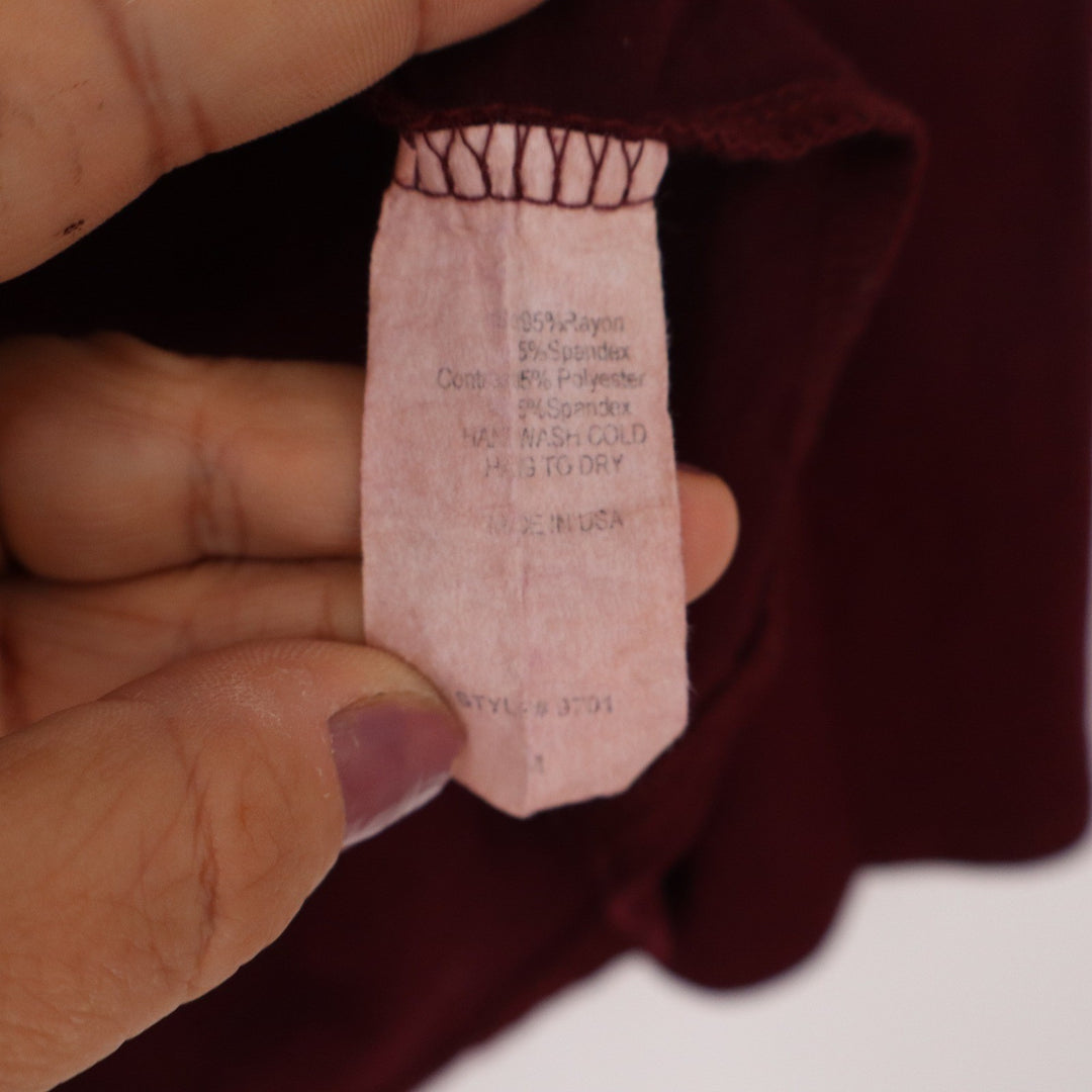 Cool Melon Womens Medium Burgundy Black Raglan Stripe Long Sleeve Top