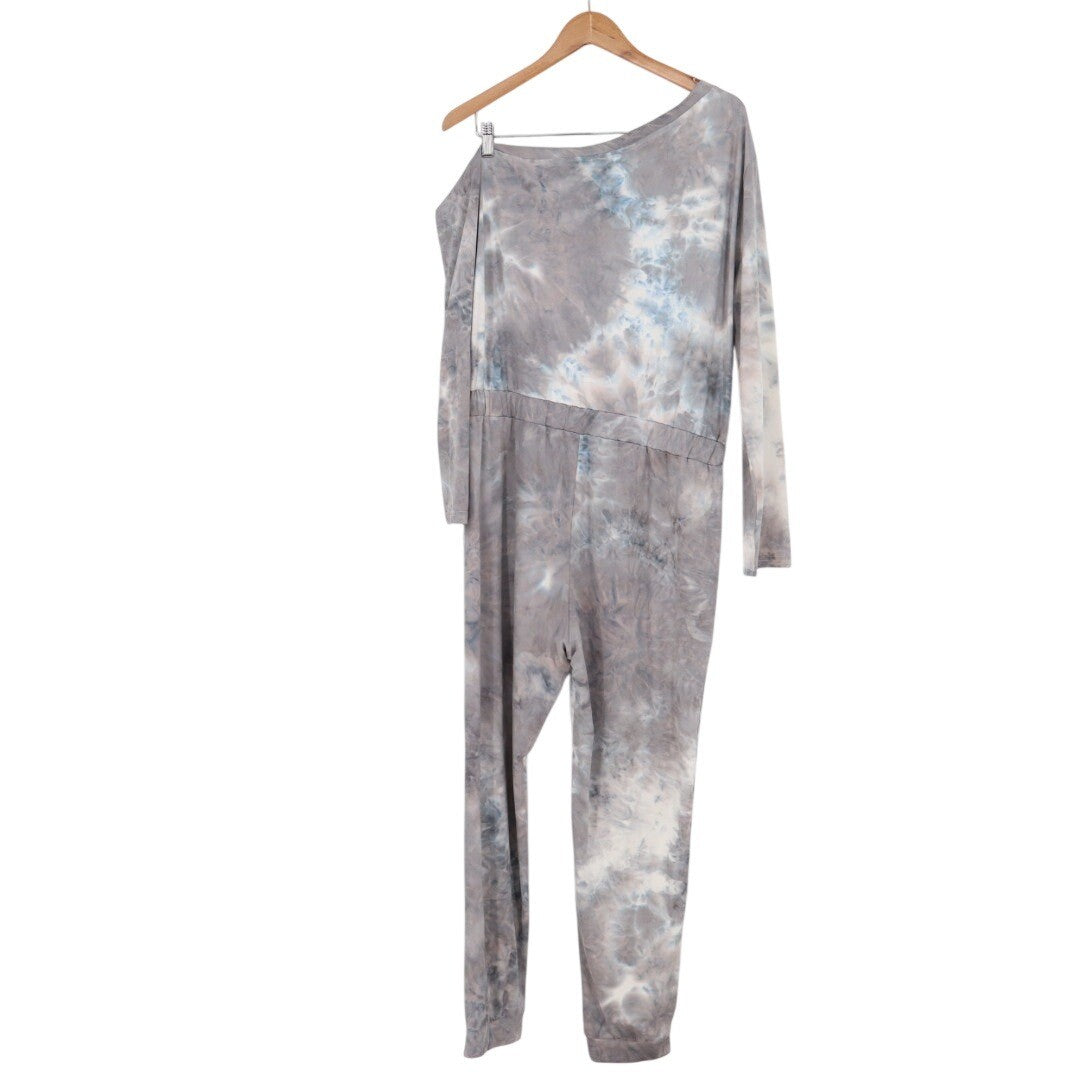 Tie Dye One Piece Jumpsuit Lounge Pajama Pants XL Grey Blue
