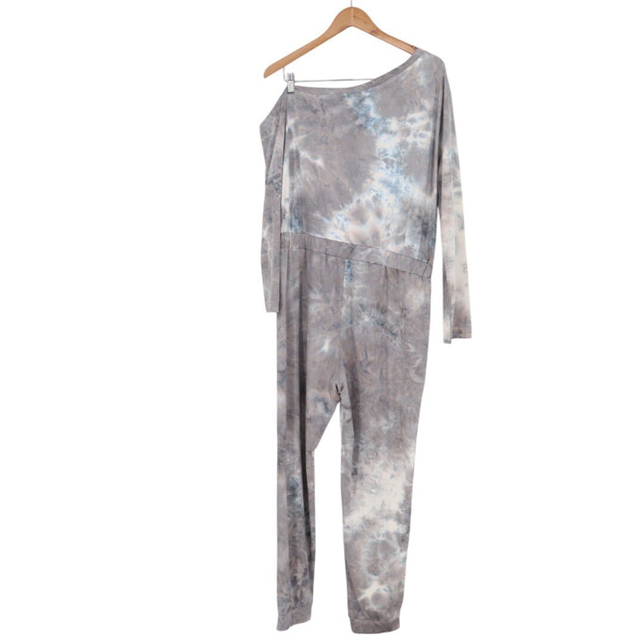 Tie Dye One Piece Jumpsuit Lounge Pajama Pants XL Grey Blue