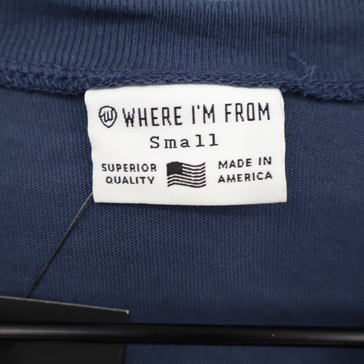 Where I'm From Boston USA Graphic T-Shirt Navy Blue Small Made in USA NEW