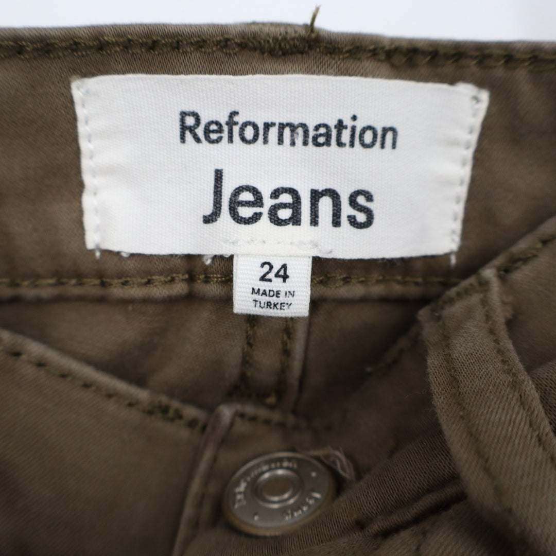 Reformation Emma High Rise Wide Leg Jeans Womens 24 Khaki Denim Cotton Stretch