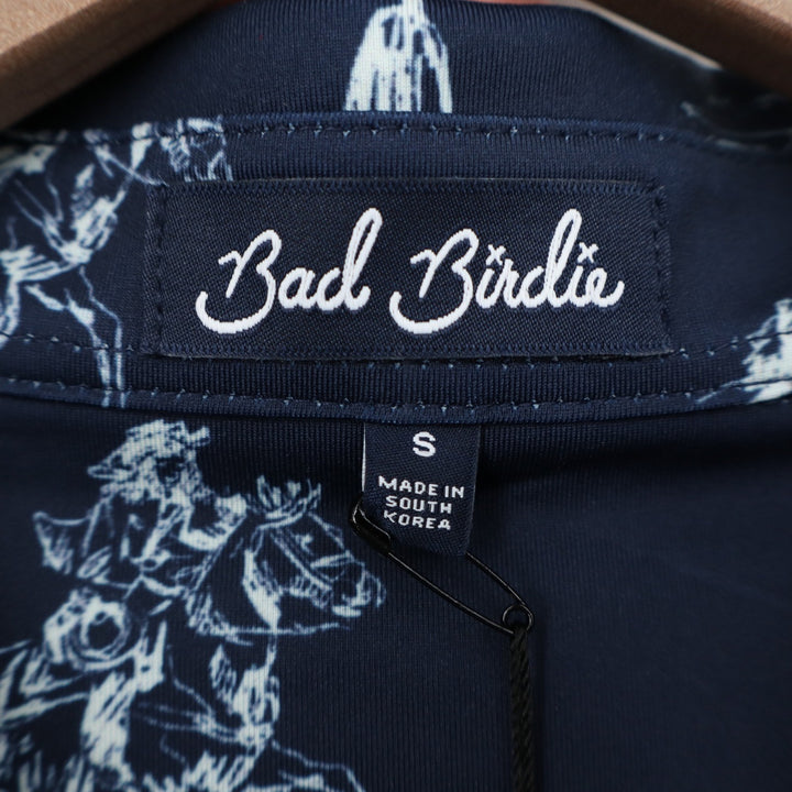 Bad Birdie Yeehaw Dark Navy Cowboy Print Golf Polo Shirt Mens Small