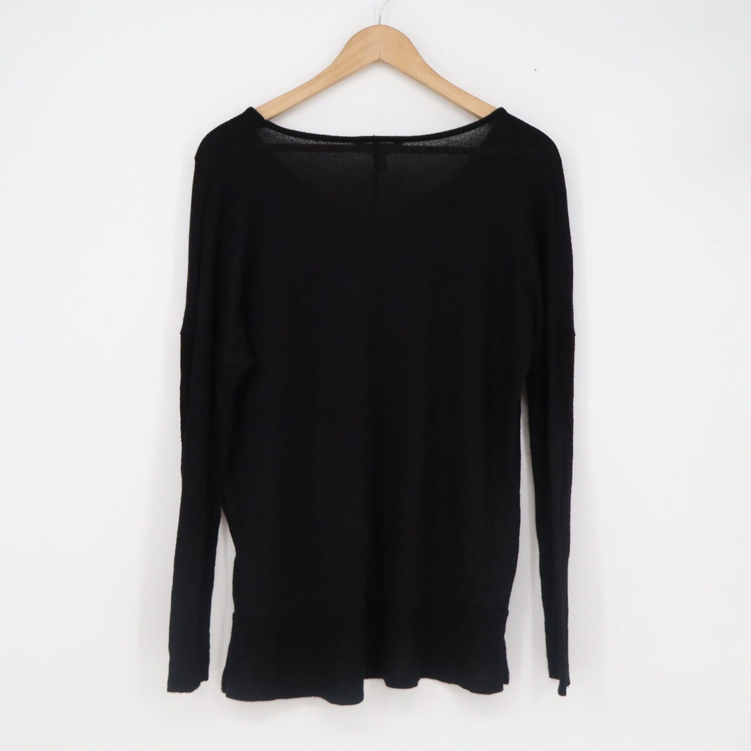 Time and Tru Womens Black Soot V-Neck Relaxed Knit Sweater Size M 8-10