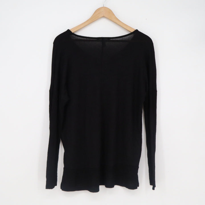 Time and Tru Womens Black Soot V-Neck Relaxed Knit Sweater Size M 8-10