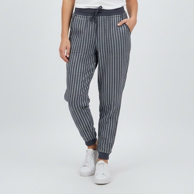 MAX STUDIO Striped Linen Blend Jogger Pants Drawstring Waist Size S