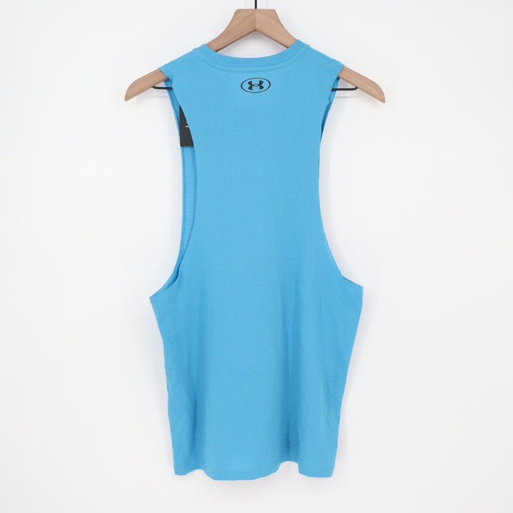Under Armour Mens Left Chest Cut Off Tank Blue Muscle Tee Small