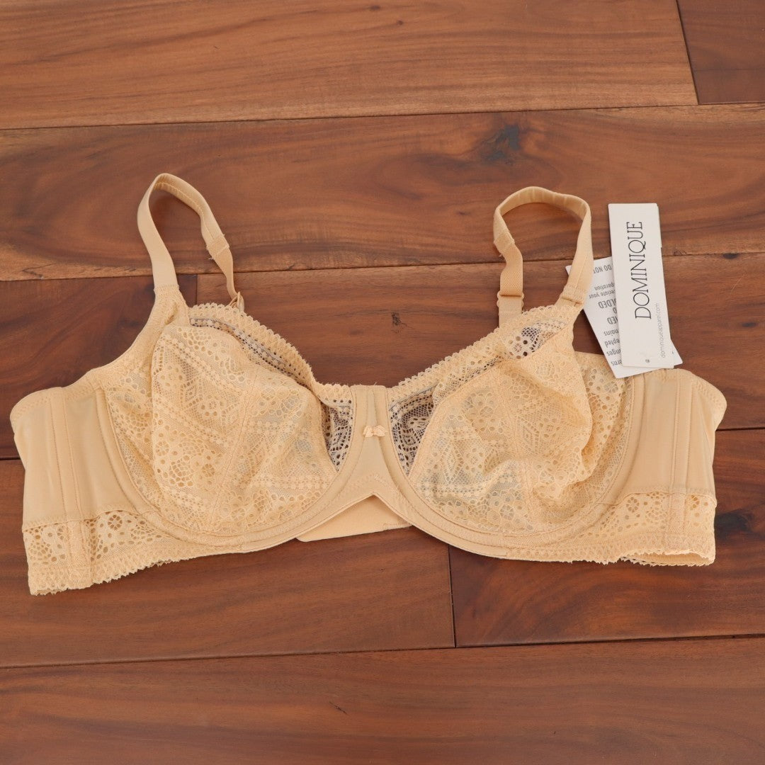 Dominique Tessa T-Shirt Bra Women 40B Latte Stretch Adjustable Strap Lace Detail