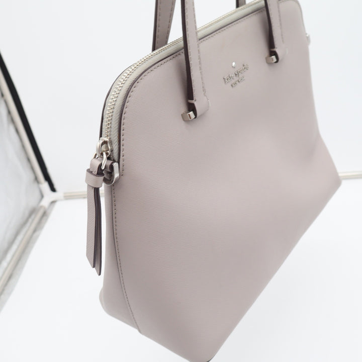 Kate Spade Satchel Womens Medium Larchmont Avenue Dome Gray Leather Crossbody
