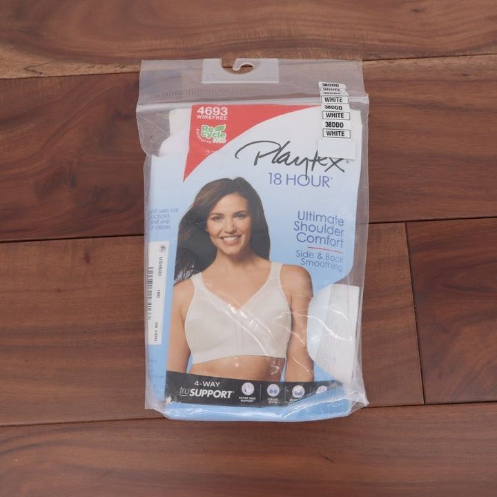 Playtex 18 Hour Ultimate Bra Women 38DDD White Stretch Shoulder Comfort Wireless