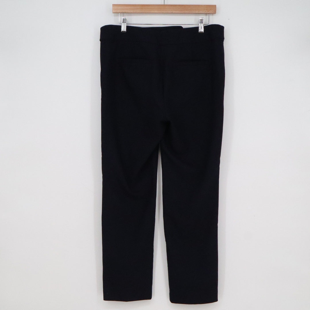 LOFT Marisa Fit Black Straight Leg Dress Pants Gold Button Accents Womens Size 8