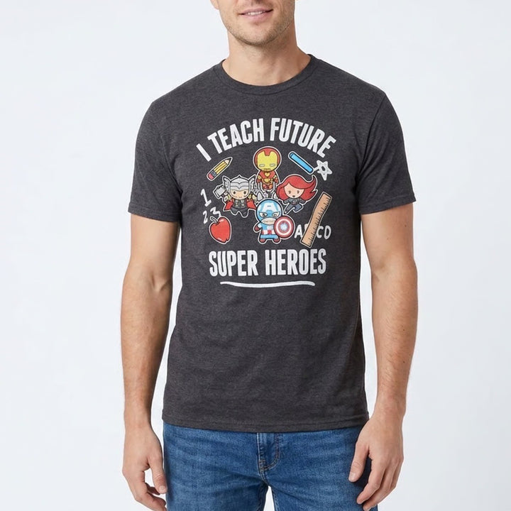 Marvel Port & Company I Teach Future Super Heroes Teacher T-Shirt Charcoal S