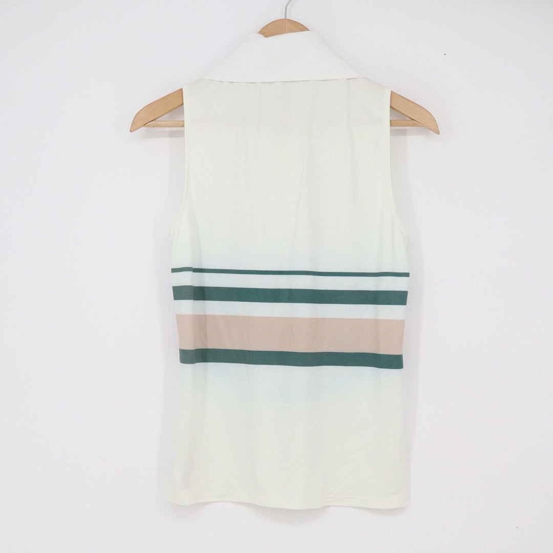 Varley Tank Top Women's XS Sleeveless Quarter Zip Cream Striped Athletic