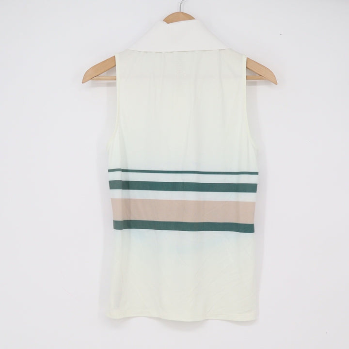 Varley Tank Top Women's XS Sleeveless Quarter Zip Cream Striped Athletic