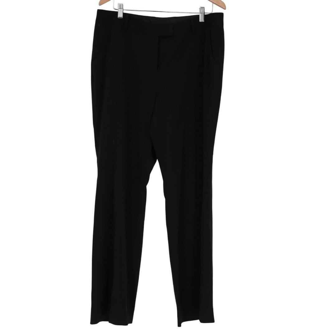 Anne Klein Dress Pants Womens 14 Black Stretch Straight Slash Pockets Mid Rise