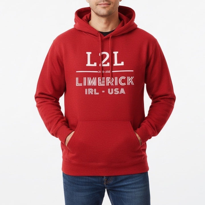 Gildan Heavy Blend Red L2L Limerick IRL USA Hoodie Sweatshirt Size L