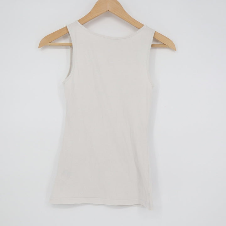H&M Tank Top Womes XS White Cotton Stretch Scoop Neck Athletic Performance Wear