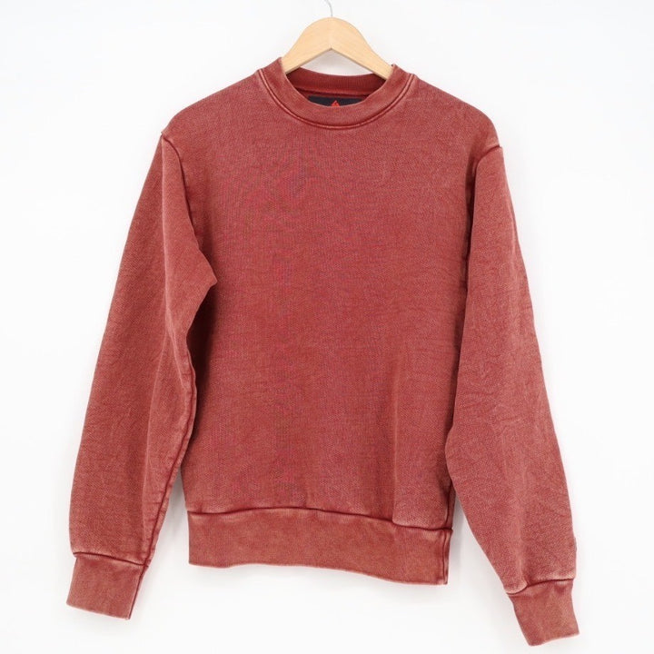 American Giant Mens Crewneck Sweatshirt Red Washed Cotton Pullover XS