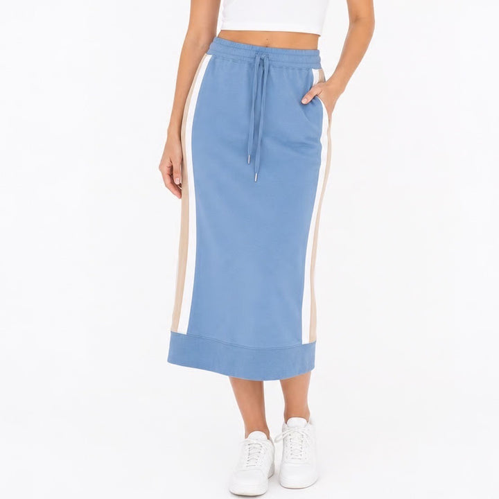 Chaser Skirt Womens S Midi Blue Side Stripe Athleisure Casual Excellent
