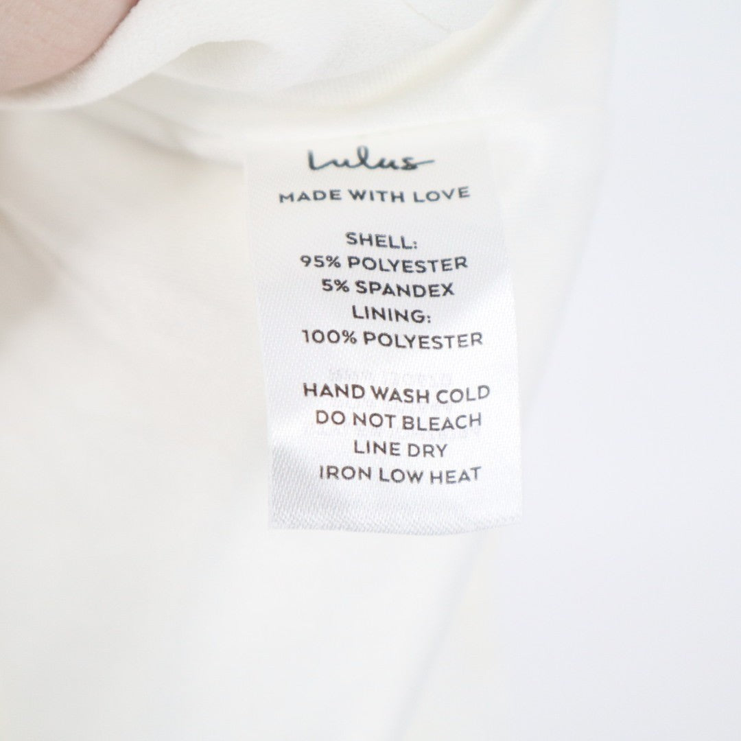Lulus Devoted Lover Bodycon Mini Dress Womens S White Stretch Backless Knotted