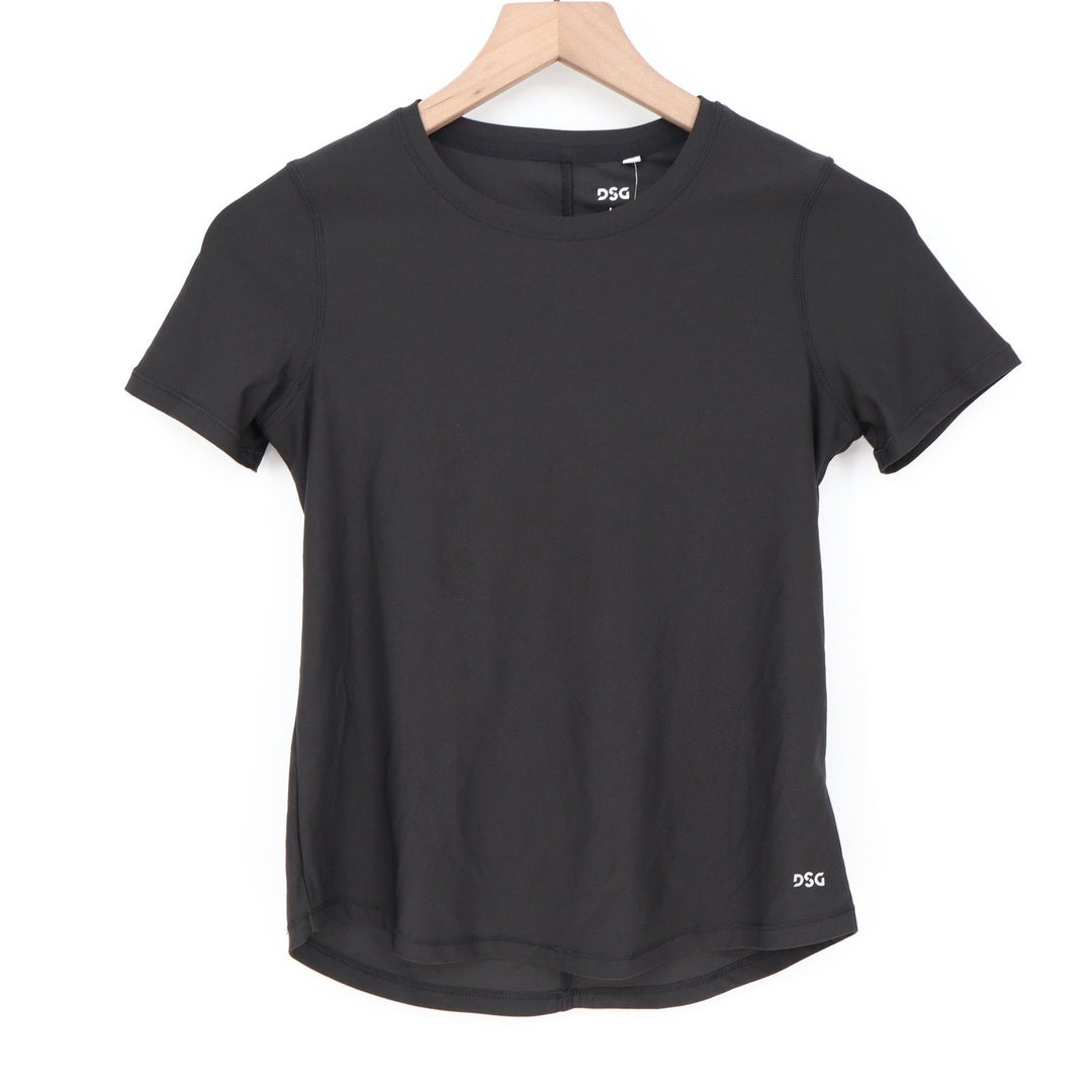 DSG Girls Movement Tee Pure Black Short Sleeve Athletic Shirt Size M 10-12 NEW