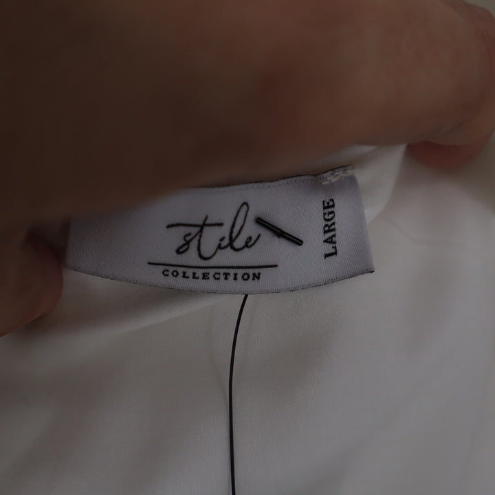 Stile Collection White Oversized Bow Detail Cropped Tank Top Large