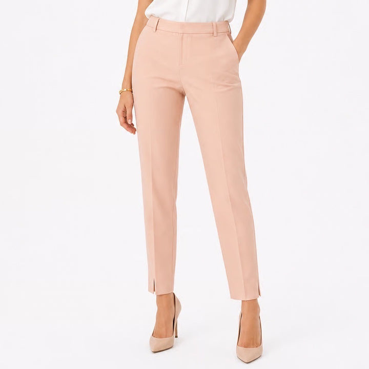 HM Peach Pink Slim Ankle Trousers Side Zip Cotton Blend Pants Womens Size 12