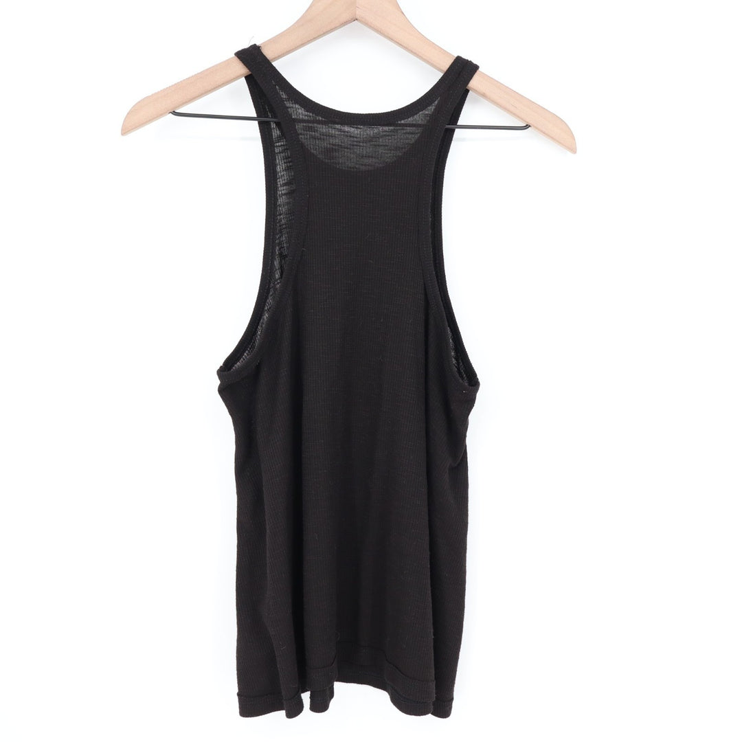 Crop Tank Top Womens Black Knitted Round Neck Pullover Running Yoga Activewear