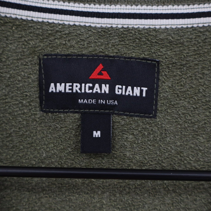 American Giant Sweatshirt Mens Medium Olive Green Cotton Crew Neck Long Sleeve