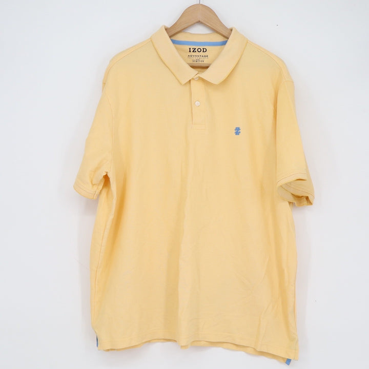 IZOD Advantage Performance Polo Shirt Mens XXL Yellow Short Sleeve Stretch Pique