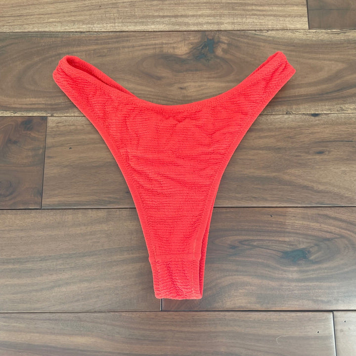 Lulus Coral Textured High Leg Bikini Bottoms Size S