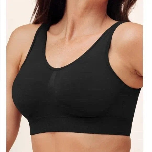 Truekind Everyday Throw On Wireless Bralette Bra Medium Black Stretch Seamless
