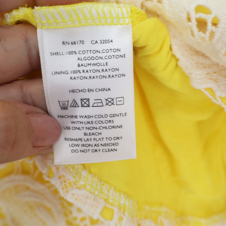 Meadow Rue Anthropologie Yellow Floral Lace Peplum Tank Top Sleeveless Large