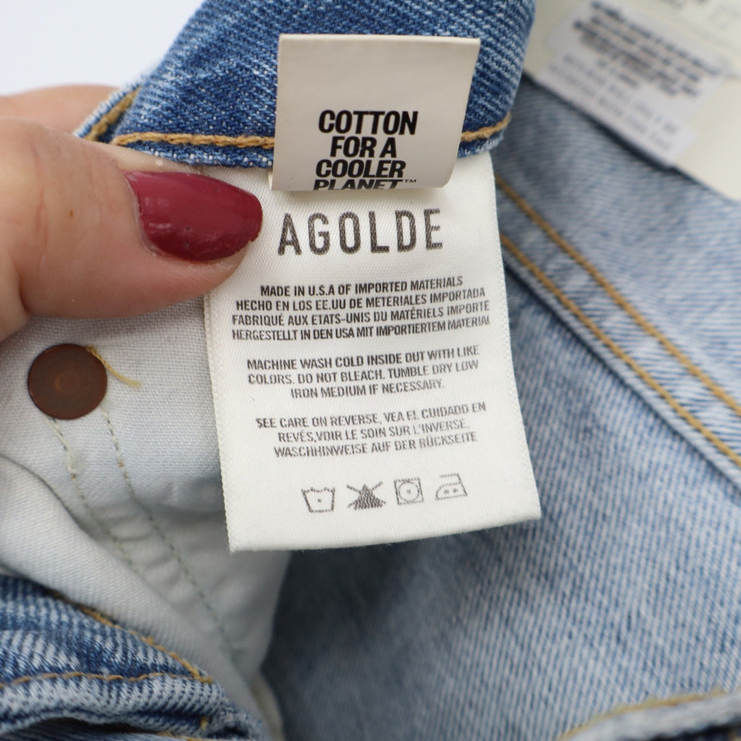 AGOLDE Jeans Womens 28 90's Jean Mid Rise Loose Straight Threadbare Blue NEW