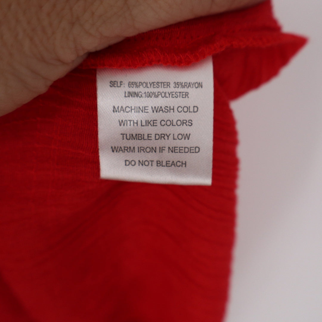 Indigo Rose Red Tiered Ruffle Sleeve Crinkle Shift Dress Large