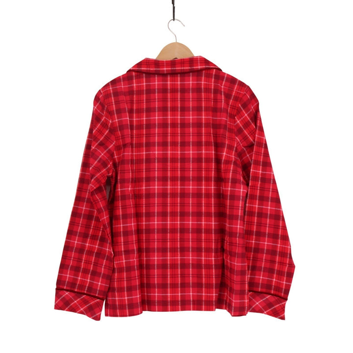 Charter Club Flannel 2-PC Pajamas Set Womens XS Red Plaid Cotton Lapel Collar