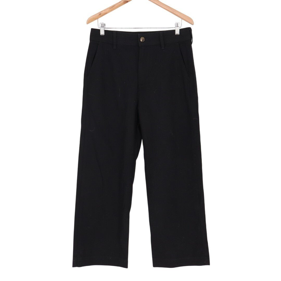 American Giant Chino Pants Womens 12 Black Cotton Stretch Wide Leg Slash Pockets
