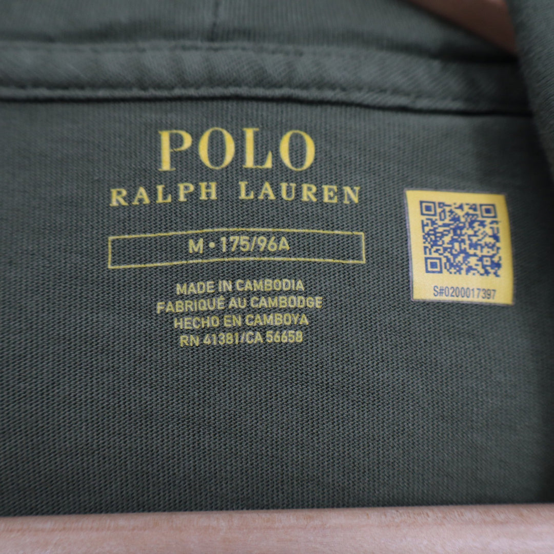 Polo Ralph Lauren Mens Long Sleeve Hooded T-Shirt Olive Green Pony Logo M