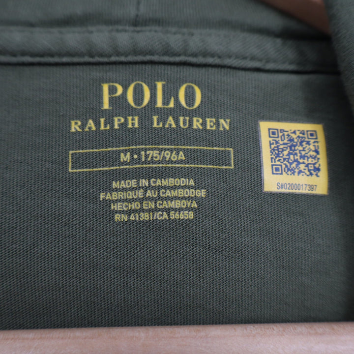 Polo Ralph Lauren Mens Long Sleeve Hooded T-Shirt Olive Green Pony Logo M