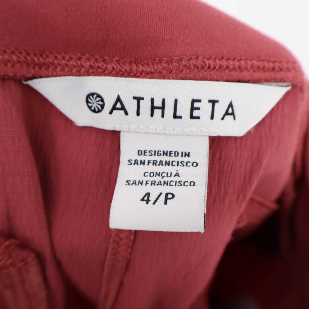 Athleta Athletic Pants Womens 4P Rose Pink Stretch Zip Front Pockets Skinny Leg