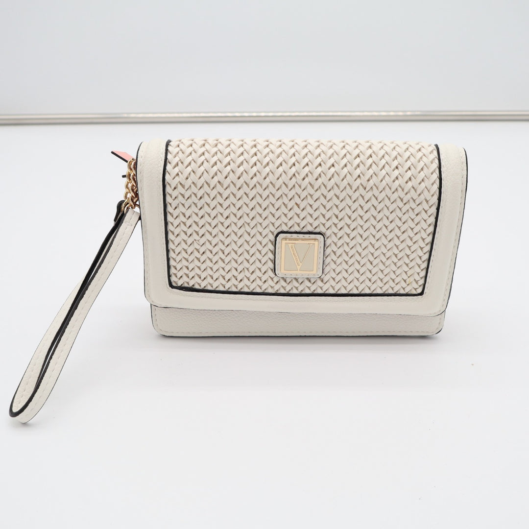 Victoria's Secret The Victoria Tech Womens Coconut Woven Leather Wristlet Wallet