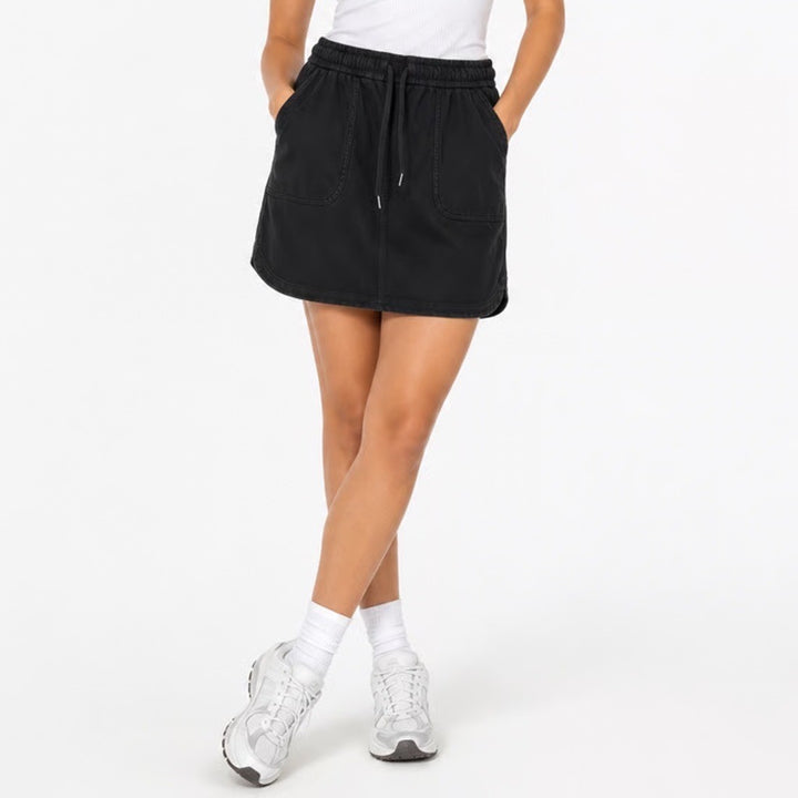 Athleta Farallon Skirt Womens SP Black Cotton Stretch Tennis Golf Drawstring