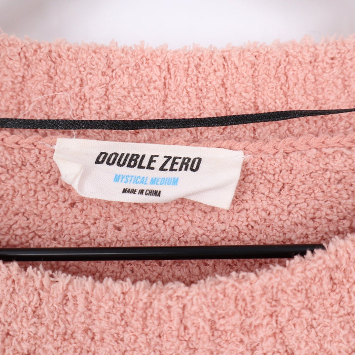 Double Zero Peach Pink Fuzzy Popcorn Knit Sweater Crew Neck Medium