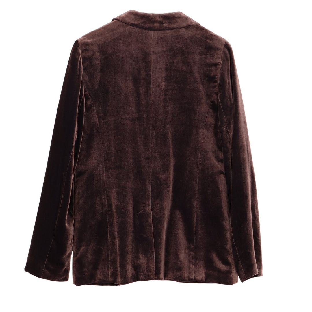 Halogen Velvet Blazer Jacket Womens Medium Brown Notch Lapel Single Breasted