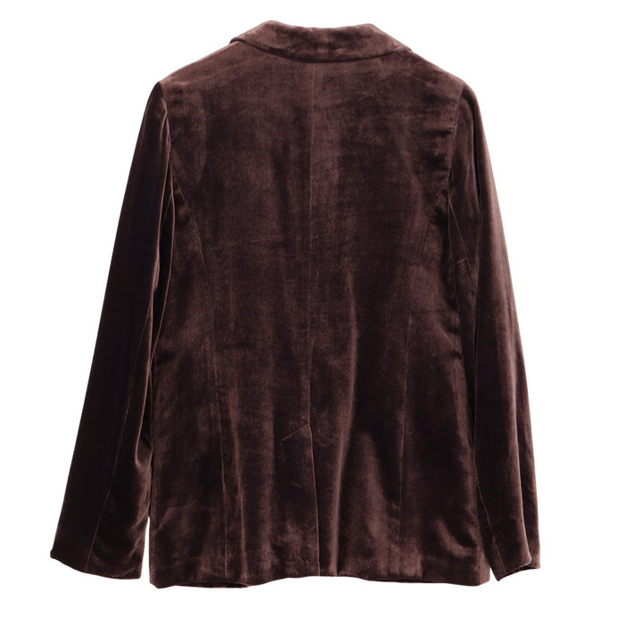 Halogen Velvet Blazer Jacket Womens Medium Brown Notch Lapel Single Breasted
