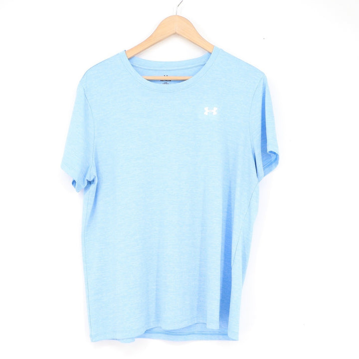 Under Armour Womens XL Light Blue Heathered Loose Fit Short Sleeve Athletic Tee