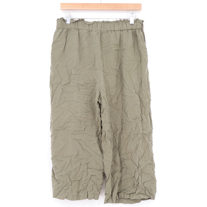 Love Tree Olive Green Wide Leg Cropped Pants Elastic Waist Large