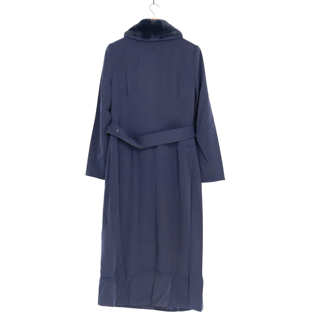 Naked Wardrobe The Statement Trench Coats Womens Large  Navy fur Shawl Collar