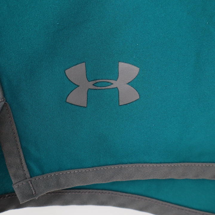 Under Armour Mens Teal Green Athletic Shorts Loose Fit Grey Trim Size Large