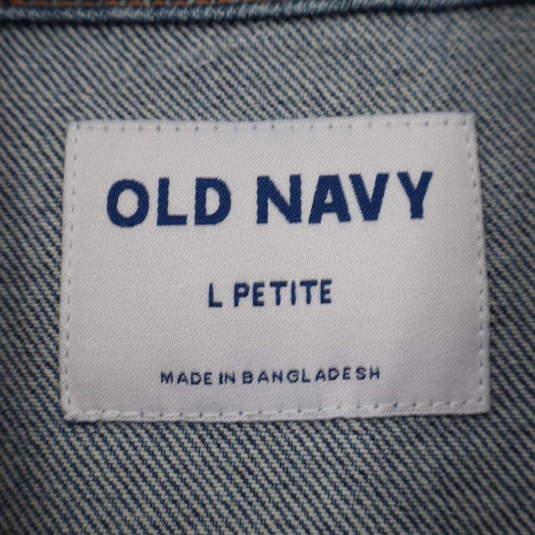 Old Navy Womens Denim Trucker Jacket Medium Wash Blue Cotton L Petite